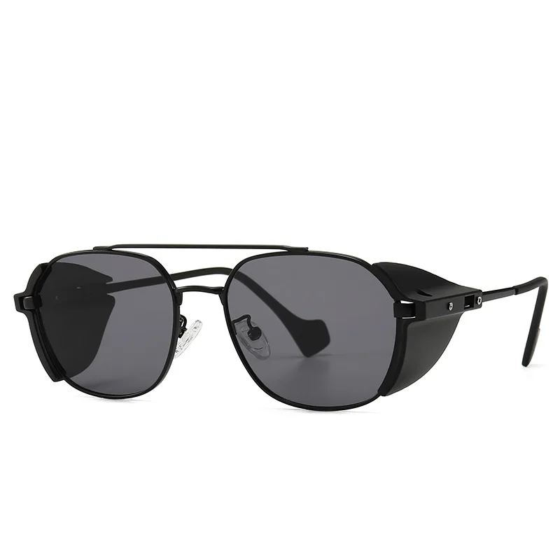 Очки в стиле панк, солнцезащитные очки для женщин, Ретро стиль, оттенки, UV400, винтажные очки, градиентные Круглые Солнцезащитные очки с коробкой FML - Цвет линз: black