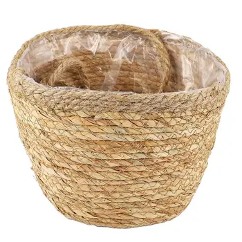 

1Pc Straw Basket Farmhouse Style Useful Plant Holder Home Decorations Storage Box For Home