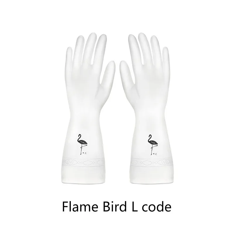 Кухонные перчатки для мытья посуды латексные перчатки экологически безопасные Волшебные Перчатки Водонепроницаемые износостойкие тонкие перчатки для чистки - Цвет: Flame Bird L code