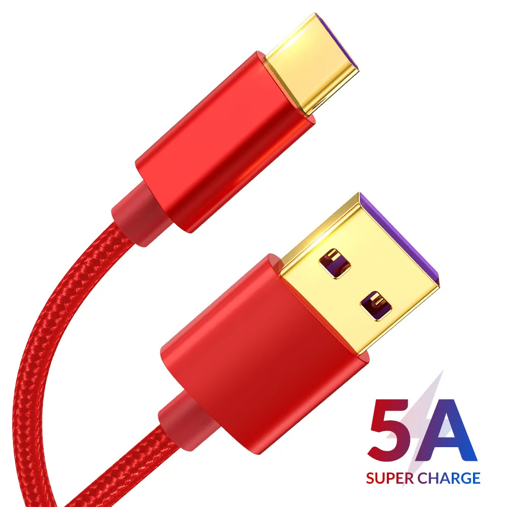 

Original 5A USB Type C Cable For Huawei Mate 30 20 P30 P20 Pro Lite USBC Type-C Cord Fast Charge USB-C Charger for Xiaomi Note 8