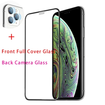 

2in1 9D Cover Tempered Glass Camera Lens Film for iPhone 11 11Pro X XS Max XR Screen Protector Glass for iPhone 7 8 Plus 6 6S