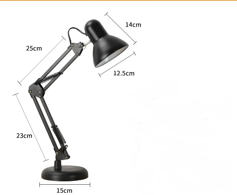 Современный светодиодный длинный поворотный кронштейн, регулируемые гибкие классические настольные лампы E27, настольная лампа с зажимом для учебы и офиса, ночной Светильник