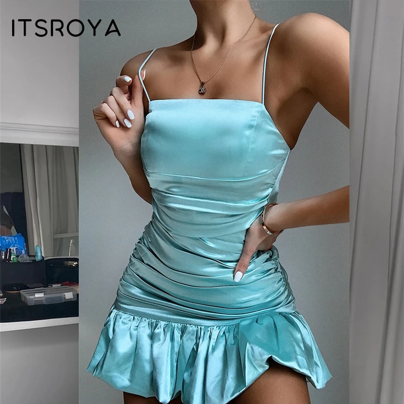Пикантное женское платье Itsroya 2020 атласные облегающие платья на тонких бретельках