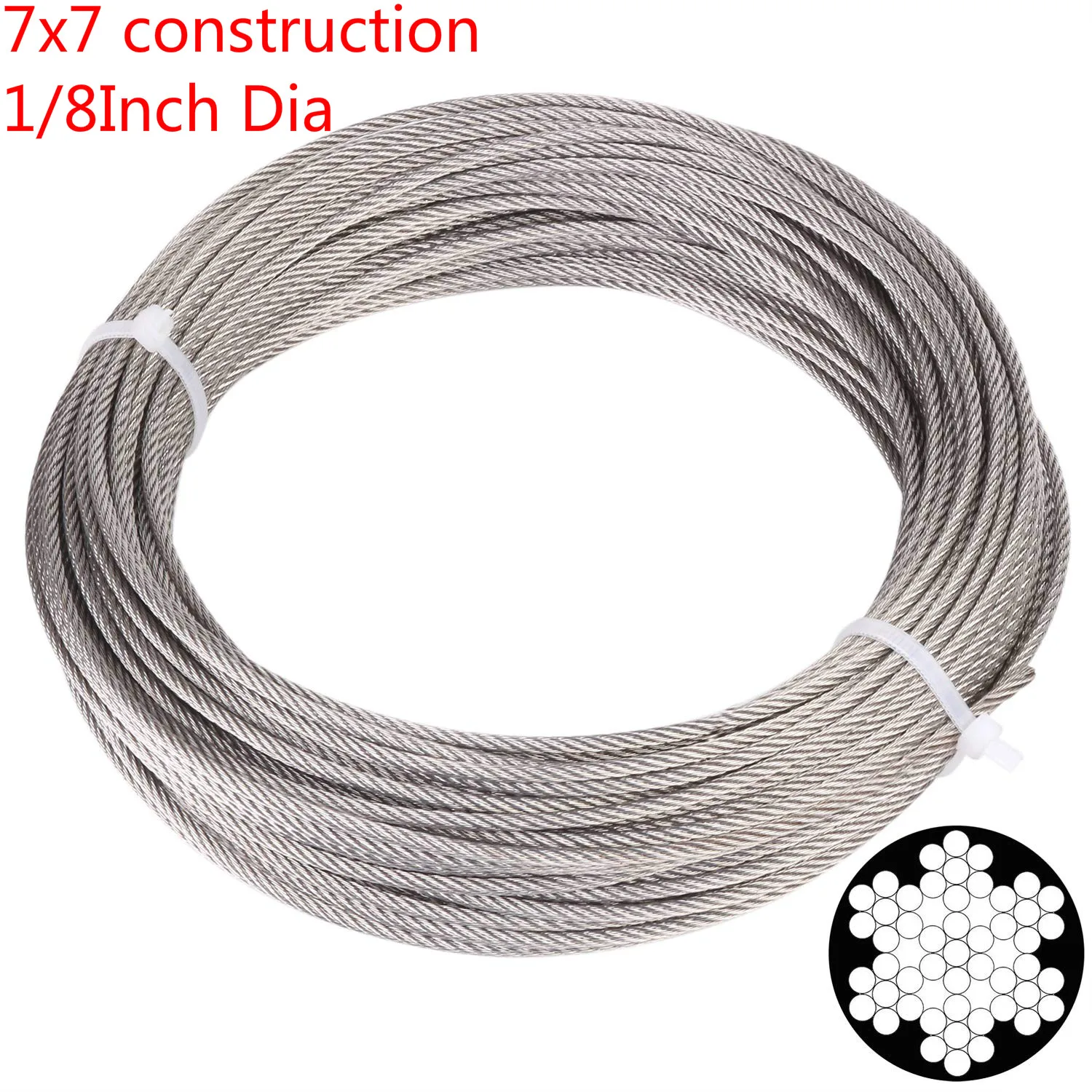 304 Stainless Steel Cable 1.5mm 7x7 Steel Wire Rope Cable Railing 100ft/30M US