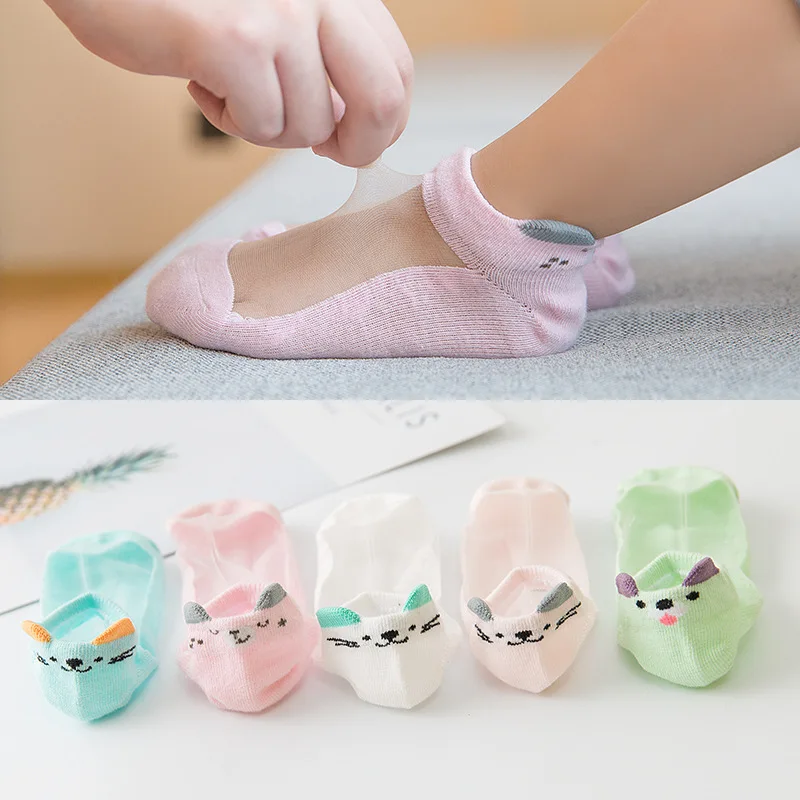 babysocks006 5 шт., детские носки новые летние ультра-тонкие дышащие носки-подследники из чистого хлопка с кристаллами Детские неглубокие носки - Цвет: babysocks006