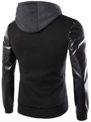 

Men Hooded Korean-style Leather Sleeves Korean-style Jacket Men Hooded Korean-style Jacket Slim Fit Jacket J07