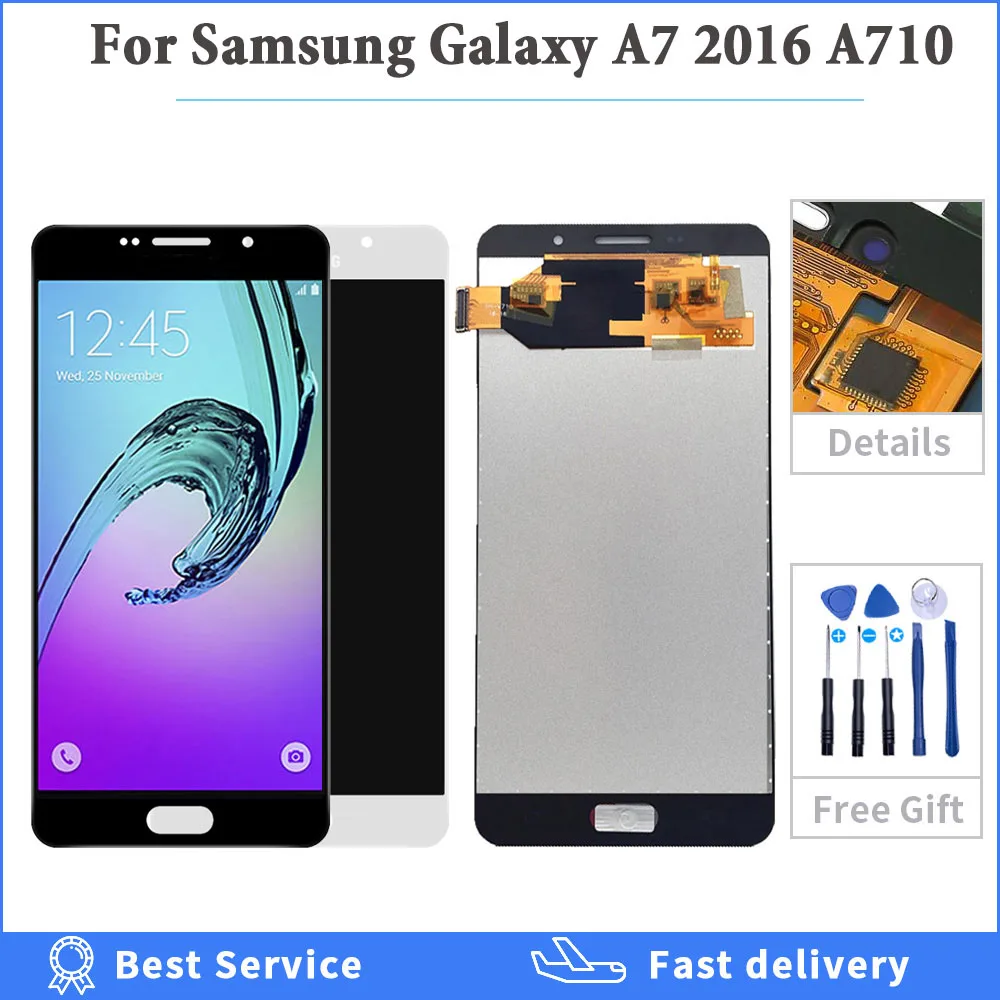 ЖК-дисплей OLED для SAMSUNG GALAXY A7 2016 A710 SM-A710F A710M сменный сенсорный экран с дигитайзером