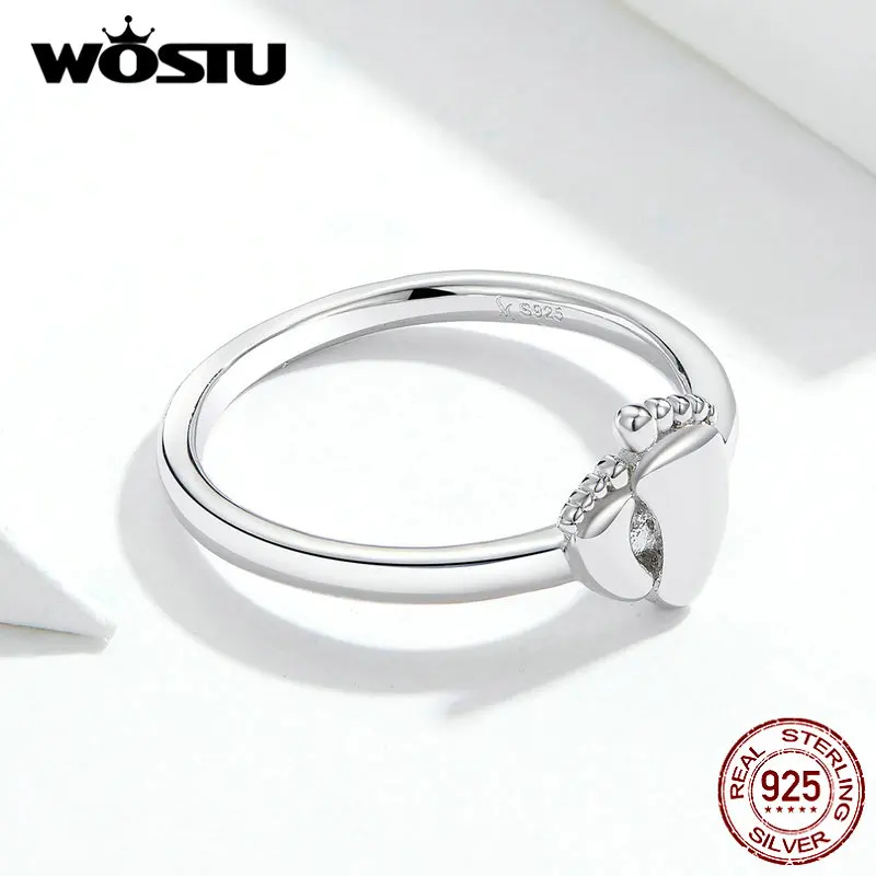 WOSTU Лидер продаж, кольцо с принтами для ног из стерлингового серебра 925 пробы, милое и уникальное кольцо для женщин,, модный подарок для свадьбы дня рождения DXR581
