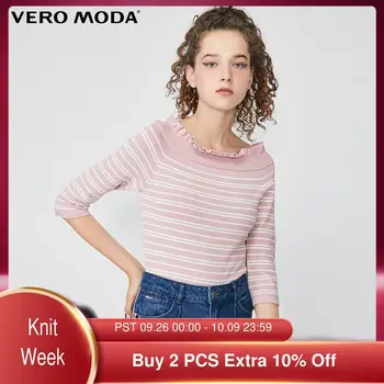 

Vero Moda Women's Stripe Off-Shoulder 3/4 Sleeve Slim Knit Sweater | 319324505