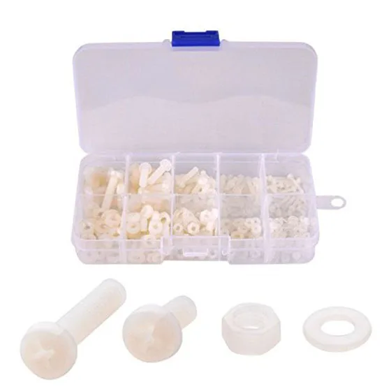 Hot New M2 M2.5 M3 M4 M5 (Total 270pcs) Nylon Screw / Nut Washer Assortment Kit Come with Plastic Box white | Обустройство дома