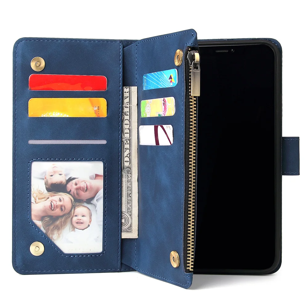 Zipper Flip Wallet Case For iPhone 13 12 Miin 11 Pro Max SE 2020 Magnetic Leather Cover For iPhone XS XR X 6 6s 7 8 Plus Coque iphone 12 pro max phone case