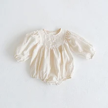 Girls Cotton Bodysuits Autumn Long Sleeve Round Collar Rompers for Baby Infants New Arrival Kids Clothes