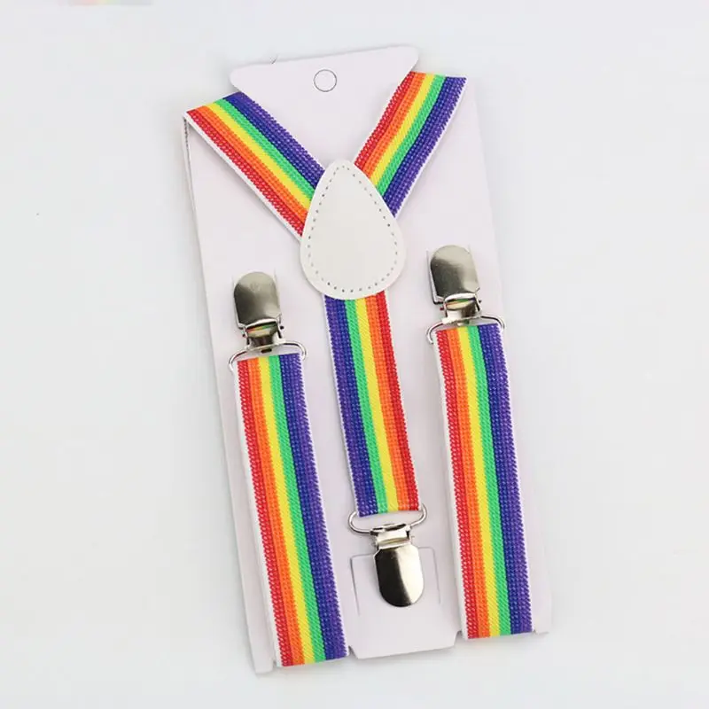 

Children Rainbow Strap Clip Colorful Striped Baby Suspenders Belt Boys and Girls Fashion Straps Anti-drop Belts Buckle Dropship