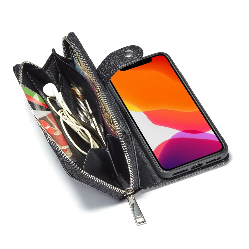 Роскошный чехол-кошелек для iPhone 11 pro max, чехол для iPhone 5, 5S, 6s, 7, 8 plus, X, Xr, Xs Max, съемный чехол для телефона, несколько отделений для карт