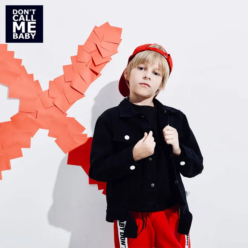 

DON`T CALL ME BABY Boys Printed Denim Black Jacket Kids New Button Cool Outwears Girls Fashion New Spring Tops 014254