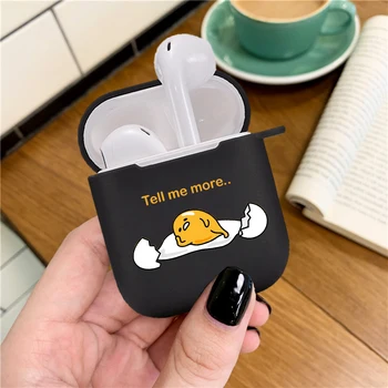 

cover cartoon Gudetama Lazy Egg case cartoon Cute Earphone Charging Box Case For Apple AirPods 2 1 Black Protective Accessories