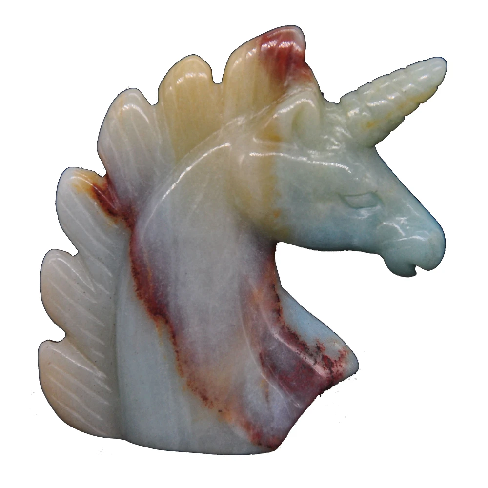 2" Unicorn Statue Natural Stone Amazonite Carved Home Decoration Healing Crystal Reiki Figurine Spiritual Gemstone Omament Gift