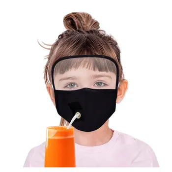 

6PCS Children Face Mask With Eye Shield Easy To Drink Mouth Mask Reusable Washable Kids Mask Integrated With Goggles Mascarillas
