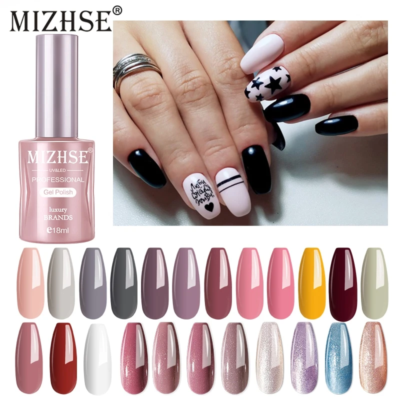 

MIZHSE 18ML Pure Color Gel Nail Polish for Nails Art High Quality Soak Off Organic UV LED Nail Gel Varnish