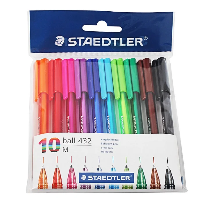 Шариковая ручка Staedtler 432 м с треугольным держателем 0 7 мм 10 разноцветных