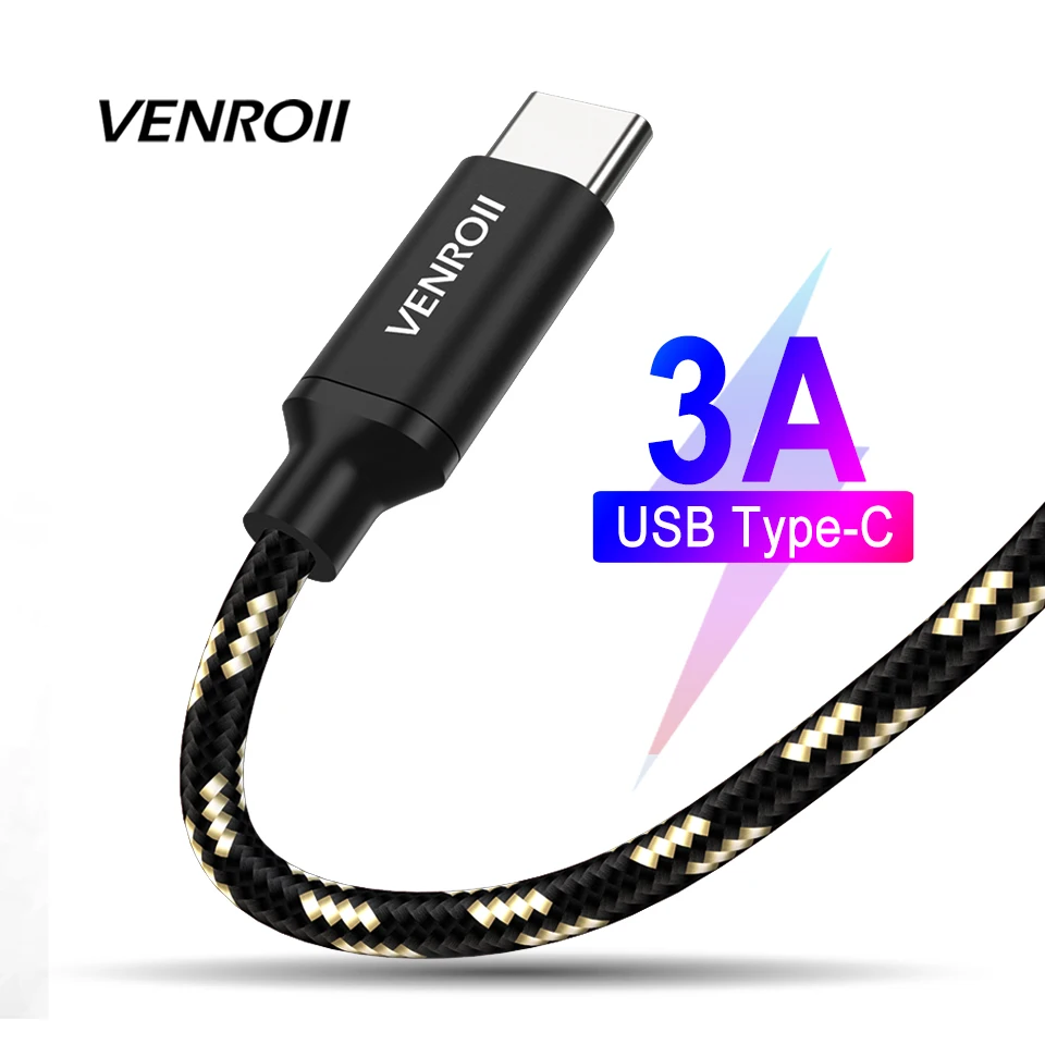 

Venroii 3A USB Type C Cable for Samsung S8 Xiaomi Mi Mix Max 3 8 USBC Type-C Data Kable for Huawei P20 Lite Mate 20 Oneplus 6 6T