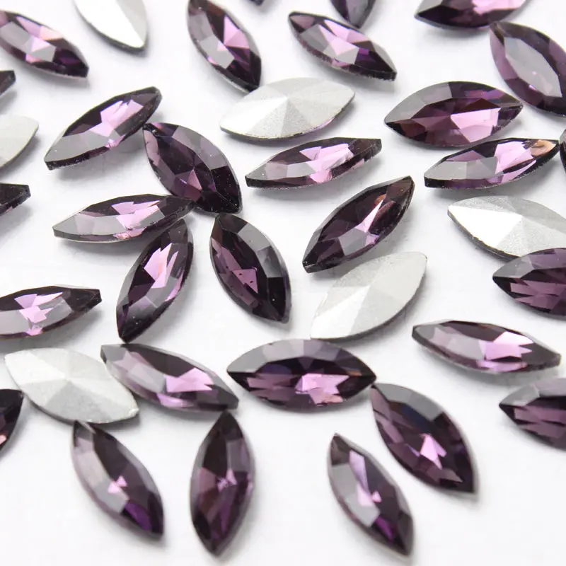 Amethyst Акция распродажа чехлы для очков обувь для одежды 5x10 мм конский глаз объемные Стразы дополнительно 16 цветов 100 шт - Цвет: Amethyst