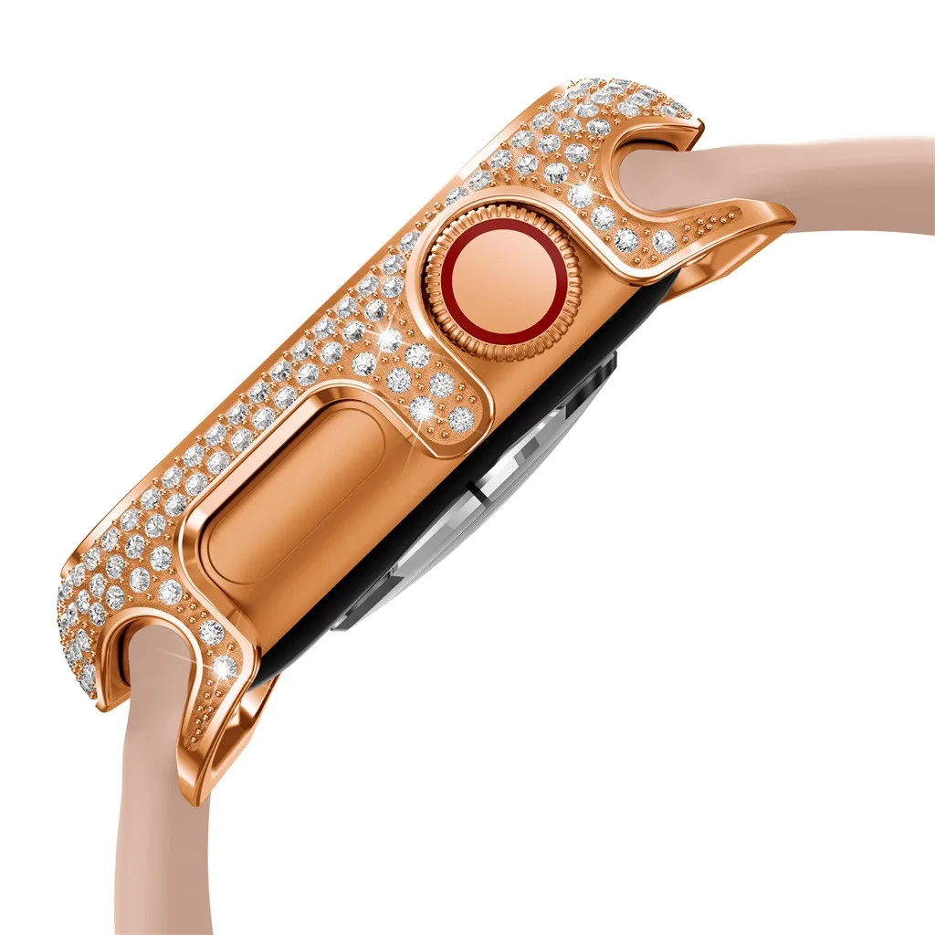 18k розовое покрытие золото 368 Алмаз чехол рамка для iWatch серия 4/5 40 мм 44 мм