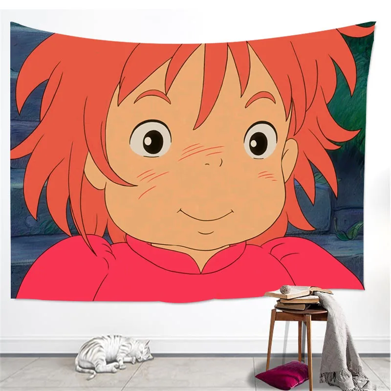 Ponyo on the Cliff Golden Fish Printed Tapestry Art Wall Hanging Tapestries Bedspread Throw Home Decor - Цвет: Style 13