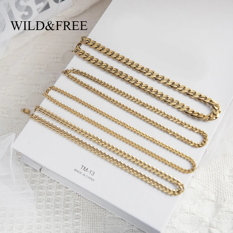 Wild&Free Classic Women Necklaces Chains Stainless Steel Curb