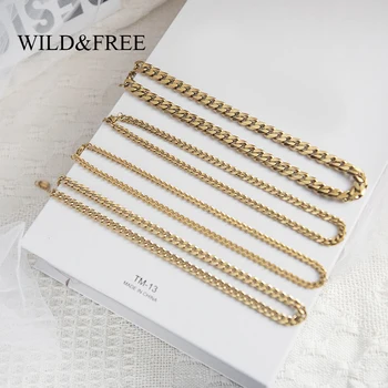 

Wild&Free Classic Women Necklaces Chains Stainless Steel Curb Cuban Chain Choker Necklaces Jewelry 4/5/6/9 MM Wholesale