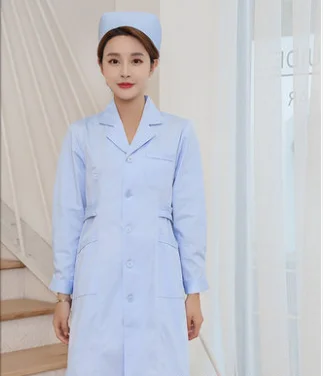 Blue long sleeve Медицинская Одежда Женская медицинская одежда лабораторное пальто белое пальто Одежда для доктора лето и весна - Цвет: Blue long sleeve