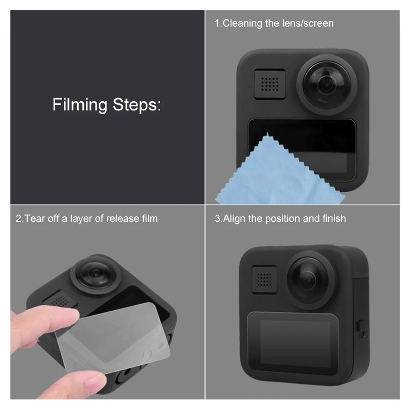 2 шт. PULUZ для GoPro Max ЖК-дисплей экран протектор Закаленное стекло пленка защитная пленка экран экшн-камера аксессуары