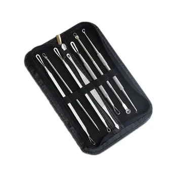 

7Pcs Stainless Steel Blackhead Extractor Remover Tool Pimple Blemish Extractor Facial Skincare Set Kit With Leather Storage bag