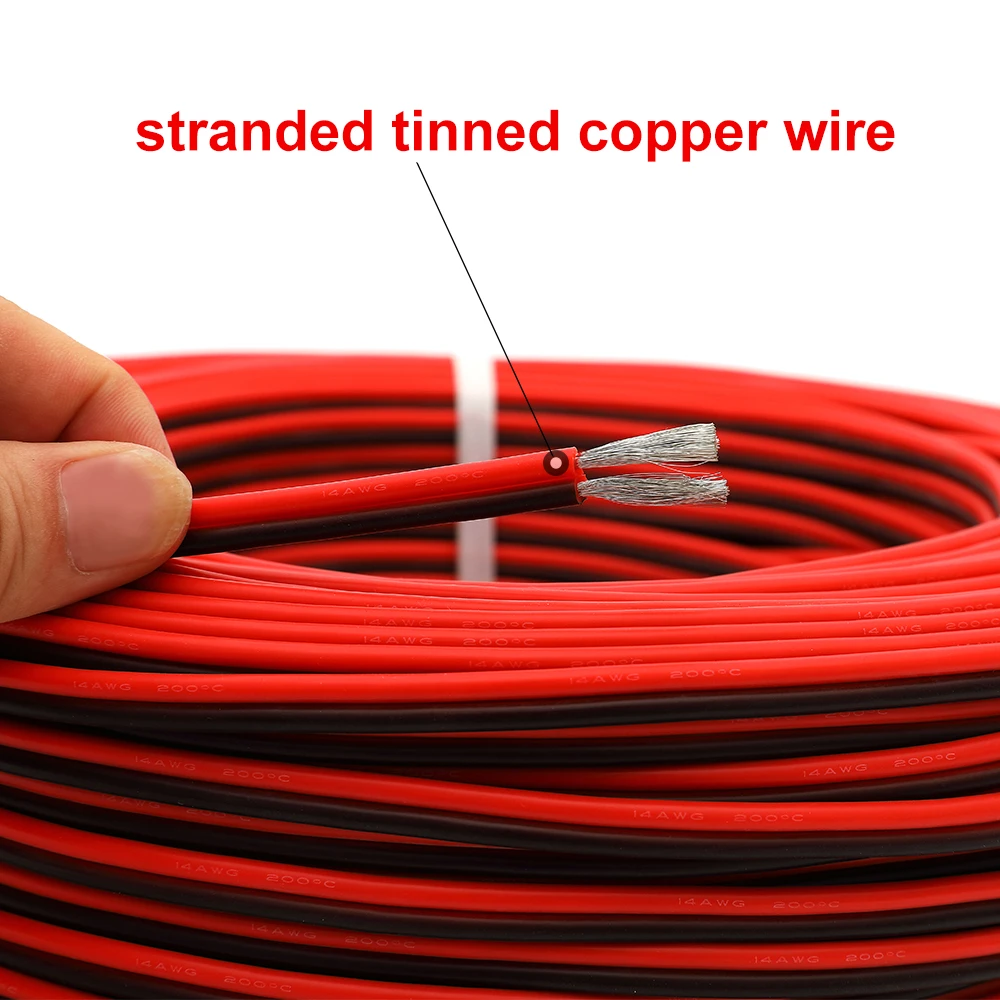 Cable eléctrico de cobre estañado de 2 pines, Cable de color rojo y negro, 18, 20 y 22 awg|Alambres y cables| - AliExpress