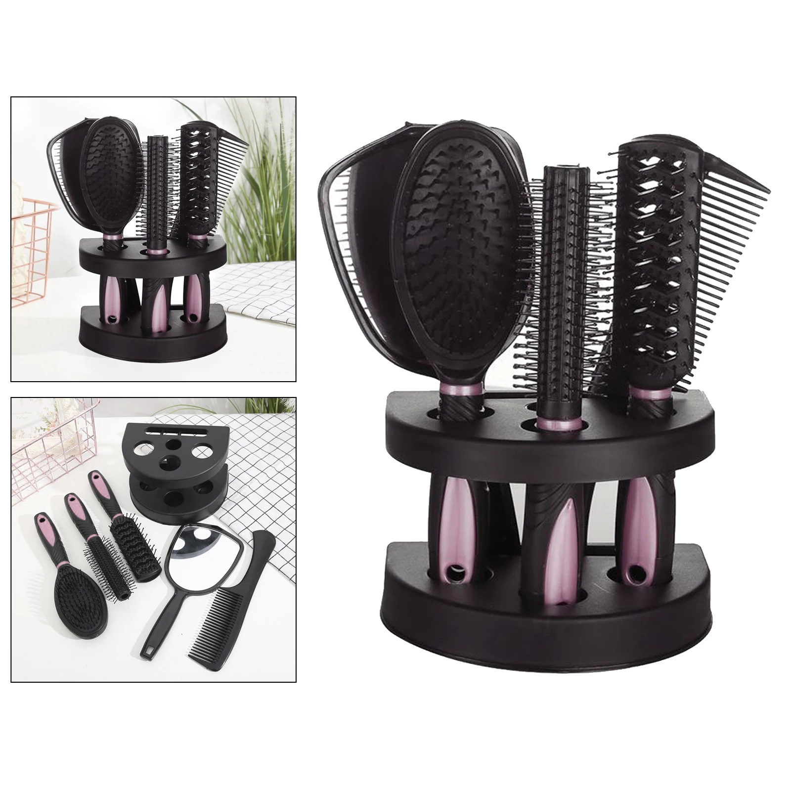 New 5x Professional Salon Hair Brush Comb Set Mirror & Stand Holder Pack  Hair Curly Combs Highlighting Combs|Combs| - AliExpress