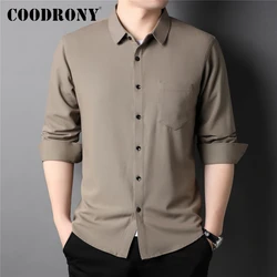 COODRONY – chemise en laine à manches longues pour homme, vêtement classique et décontracté, avec poches, de couleur unie, nouvelle collection printemps automne, Z6030 