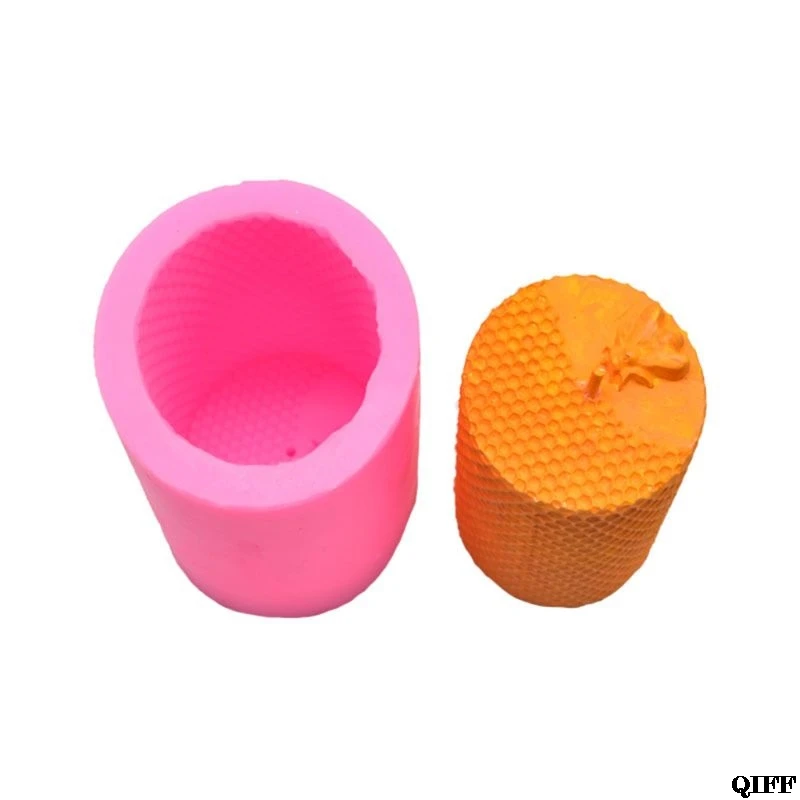 3D Цилиндр пчела соты Силиконовые свечи Плесень мыло глина Изготовление DIY торт инструмент