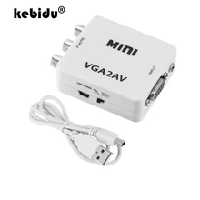 Kebidu Mini konwerter VGA na AV RCA + 3.5mm Audio VGA2AV/Adapter CVBS na PC do telewizora HD komputer wejście VGA na konwerter wyjścia AV