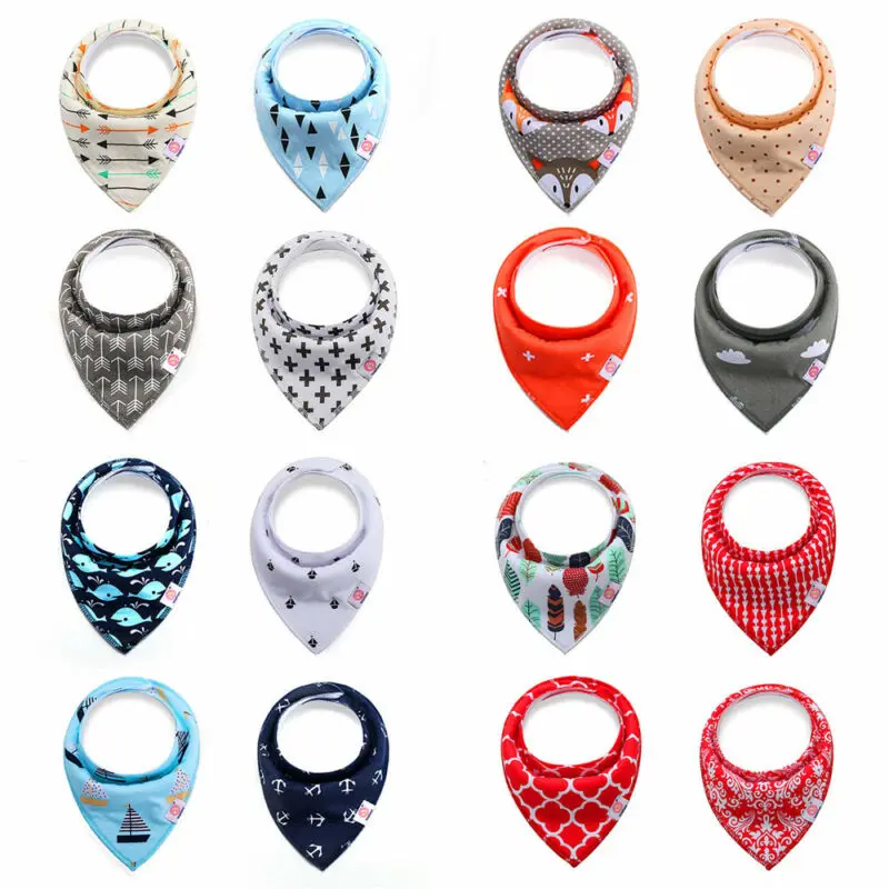 Baby Bibs Pure Cotton Bandana Feeding Kids Toddler Unisex Saliva Towel 4pcs |