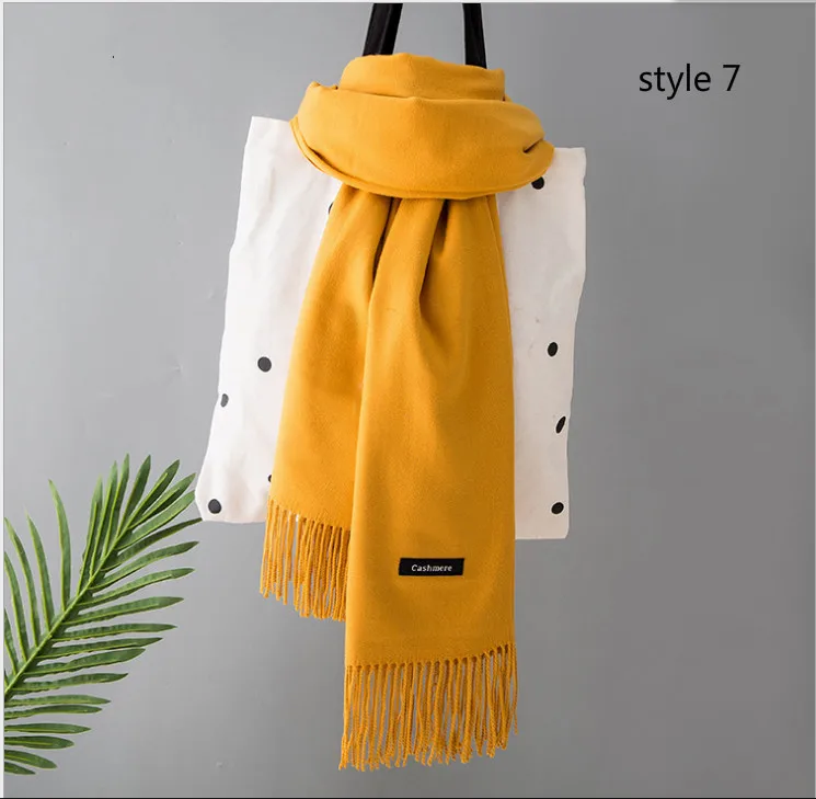 style 7 Модный летний женский шарф, тонкие шали и палантины, Женский однотонный хиджаб, палантины, длинный кашемировый шарф из пашмины, шарфы на голову - Цвет: style 7
