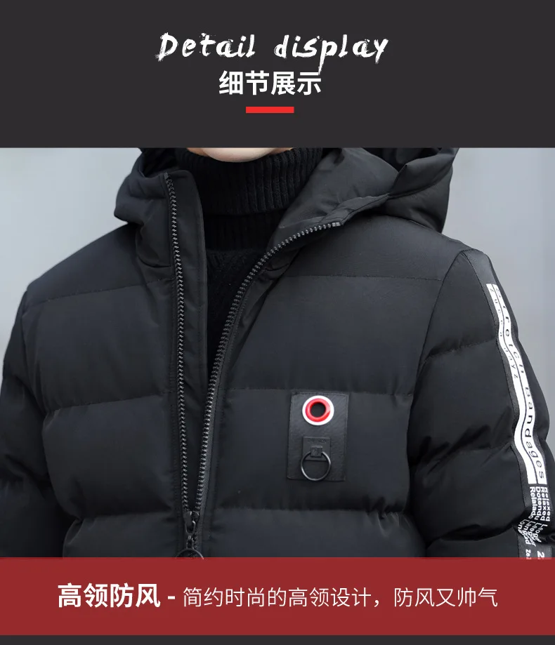 New Style Winter Youth MEN'S Outerwear Mid-length Cotton-padded Clothes Men's Ant Wrinkle Printed Cotton Coat Men'S Wear down Co