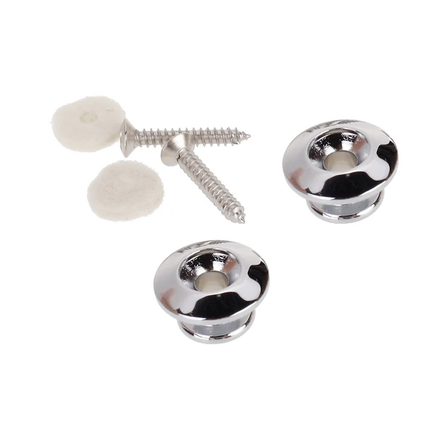 2 Solid Quality Replacement Buttons For Guitar Mandolin Strap Lock Silver Screws