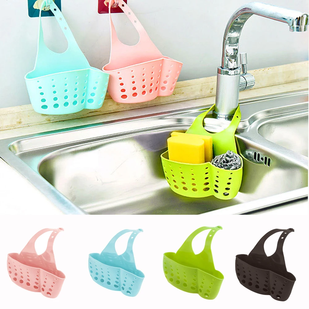 Home Storage Drain Basket Kitchen Sink Holder Adjustable Snap button Soap Sponge Hanging Bag Accessories | Дом и сад