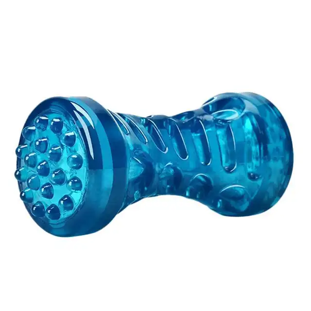 TPR Large Dog Bone Rubber Pet Toy Sound Strong Bite-Resistant Pets Teethbrush Toys Train Teeth Clean Chewing Perros Accessories Blue S