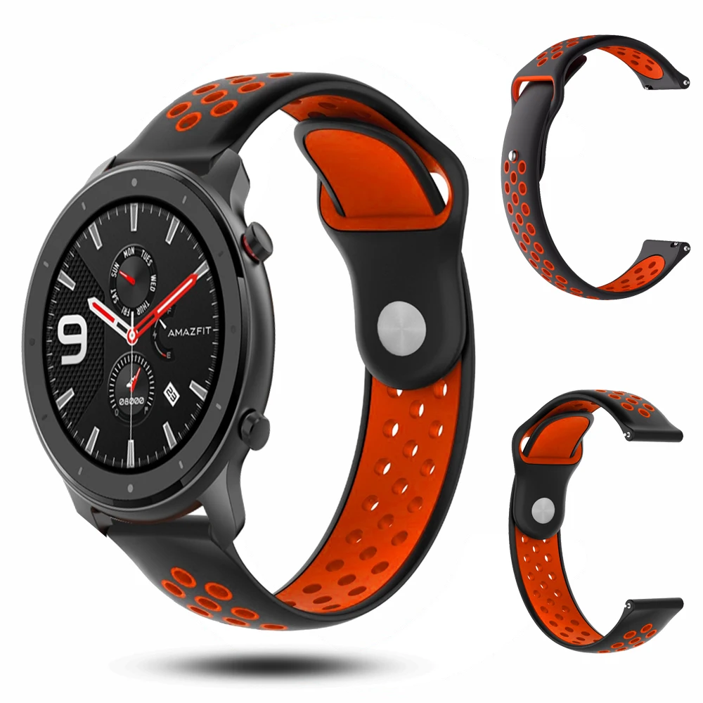 Двухцветный ремешок для часов Xiaomi Huami Amazfit GTR 42 мм 47 мм умный силиконовый ремешок часов браслеты для Amazfit GTS