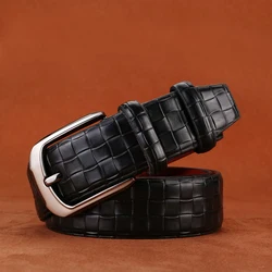 Men PU Leather Belt Alloy Pin Buckle Fashion Luxury Designer Smooth 3.8cm Belts For Male The New Unisex Business Jeans Waistband