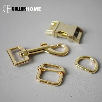 

50 sets plated metal belt buckle inner 20mm snap hook D rings for pet collar backpack garment accessories flat adjusters