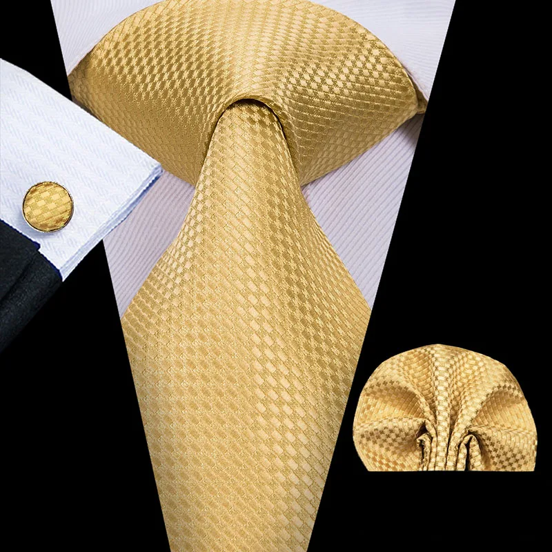 Hi-Tie Шелковый мужской галстук набор Цветочные желтые золотистые галстуки и носовые платки запонки набор мужской свадебный вечерний костюм модный шейный галстук C-3053