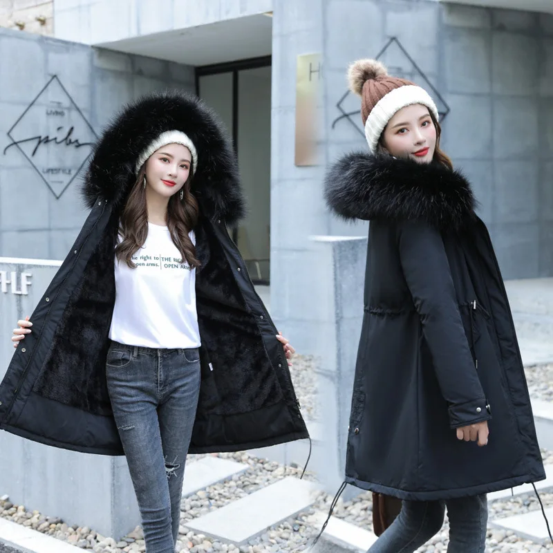 

Workwear Cotton-padded Clothes Women's 2019 New Style Winter Korean-style Coat Parka down Feather Cotton-padded Jacket Mid-lengt