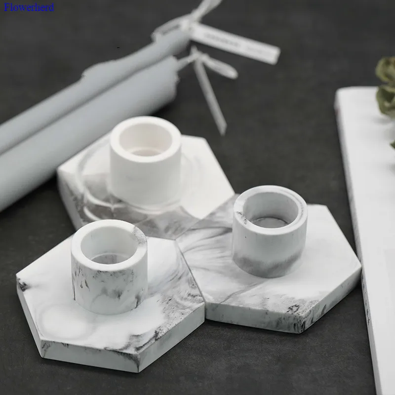 Шестиугольная подсвечник Мрамор DIY ароматическая свеча гипс Свеча | Отзывы и видеообзор